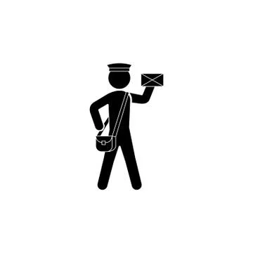 Postman icon vector black on white background Stock Illustration