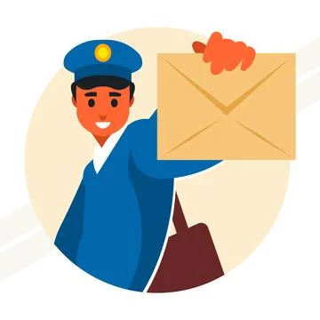 Postman-with-a-letter Stock Illustration