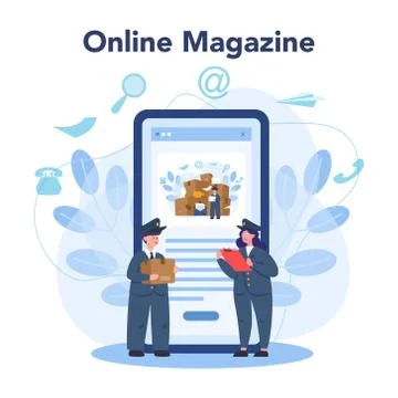 Postman online service or platform. Post office staff providing Illustration