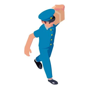 Postman parcel client delivery icon, isometric style 库存插图