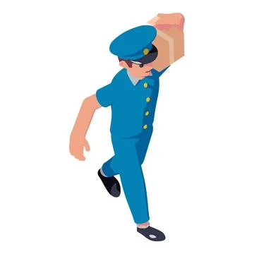 Postman parcel client delivery icon, isometric style Stock Illustration