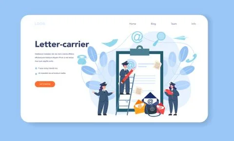 Postman profession web banner or landing page. Post office Illustration