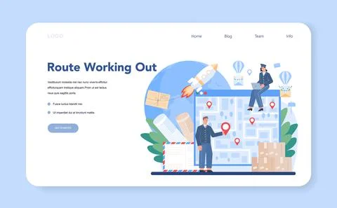 Postman profession web banner or landing page. Post office staff Illustration