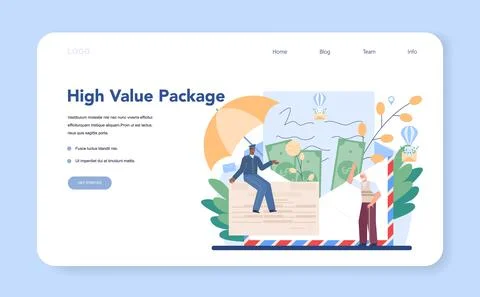 Postman profession web banner or landing page. Post office staff Stock Illustration