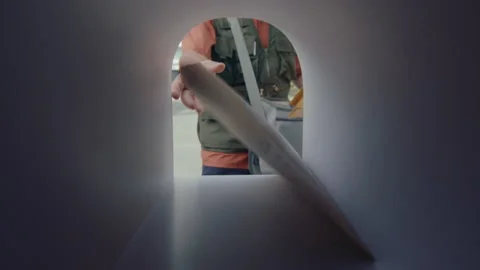 Postman Putting Envelopes into Mailbox Video stock 236984143