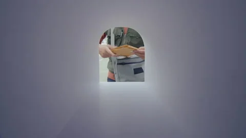 Postman Putting Letters and Parcel into Mailbox Video stock 236984215