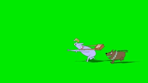 Postman runs from dog. Video stock 99835395