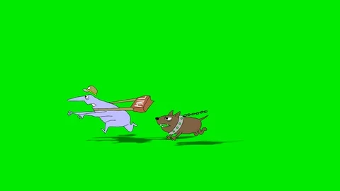 Postman runs from dog. Stock Footage 99836693