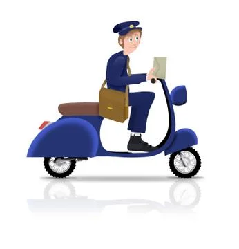 Postman on Scooter Stock Illustration