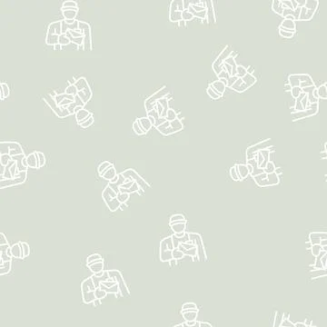 Postman worker line seamless pattern 스톡 일러스트
