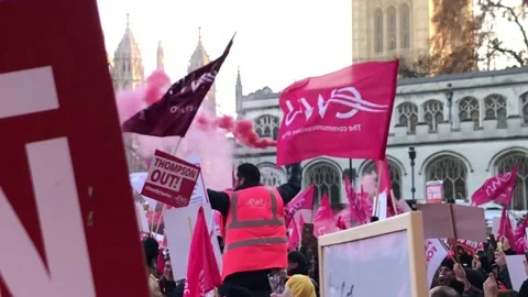 Postmen protest march with the CWU union at Parliament square over Jobs Stockbeeldmateriaal 225910841