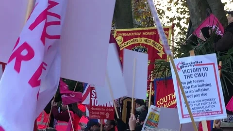 Postmen protest at Parliament square over the future of Royal Mail Stock Footage 225910770