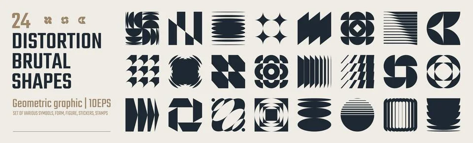 Postmodern abstract geometric graphic elements, Refraction and distortion g.. Illustrazione stock