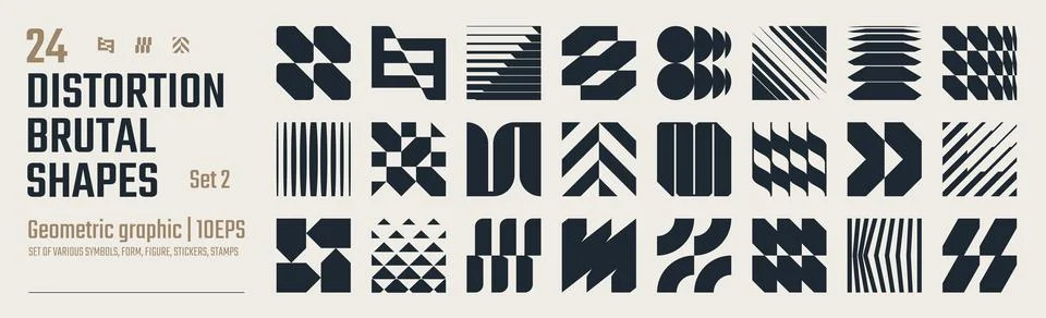 Postmodern abstract geometric graphic elements, Refraction and distortion g.. Stock Illustration