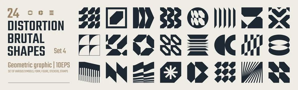 Postmodern abstract geometric graphic elements, Refraction and distortion g.. Stock Illustration