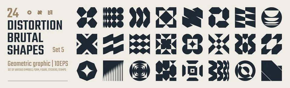 Postmodern abstract geometric graphic elements, Refraction and distortion g.. Stock Illustration