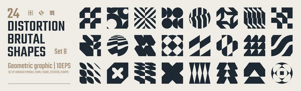 Postmodern abstract geometric graphic elements, Refraction and distortion g.. Stock Illustration