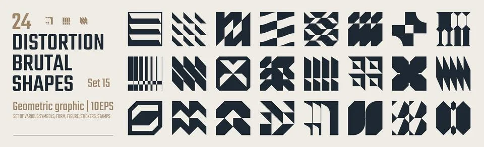 Postmodern abstract geometric graphic elements, Refraction and distortion g.. Stock Illustration