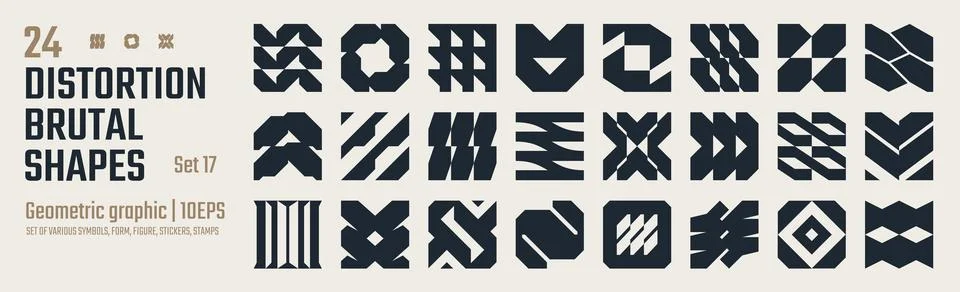 Postmodern abstract geometric graphic elements, Refraction and distortion g.. Illustrazione stock