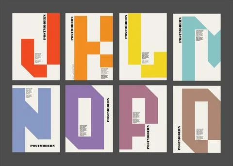 Postmodern set of posters. covers created from creative capital letters in Stock Illustration