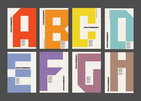Postmodern set of posters. covers created from creative capital letters in Stock Illustration