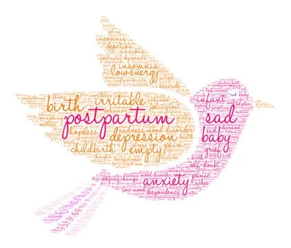 Postpartum Word Cloud Stock Illustration