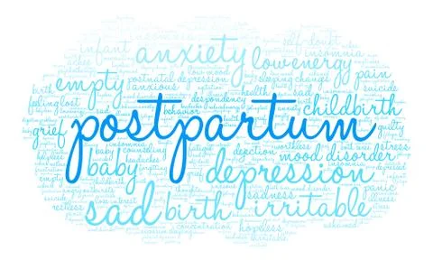 Postpartum Word Cloud Ilustração Stock