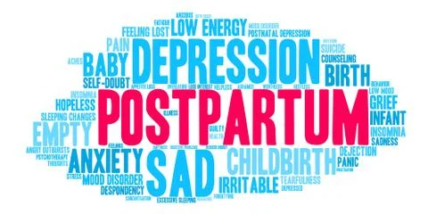 Postpartum Word Cloud Stock Illustration