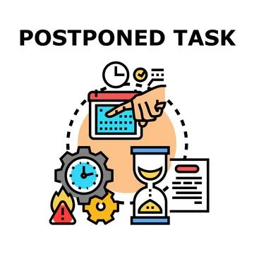 Postponing task managing deadline calendar process concept Stock Illustration
