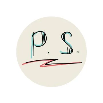 Postscript, underlined by the arrow. Vector illustration. Illustrazione stock