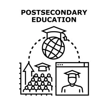 Postsecondary education concept vector icon diagram Stock Illustration