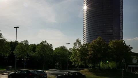 Posttower in Bonn, Germany. Timelaps Video stock 131828645