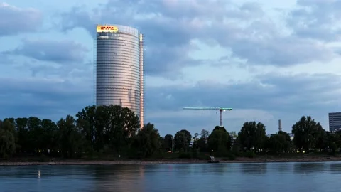 Posttower in Bonn, Germany. Timelaps Video stock 131828911