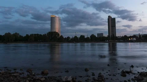 Posttower in Bonn, Germany. Timelaps Video stock 131829797