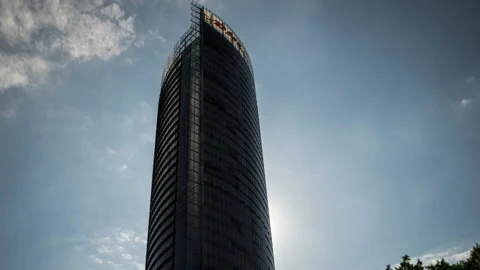 Posttower in Bonn, Germany. Timelaps Video stock 131831295