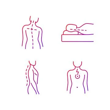 Postural dysfunction gradient linear vector icons set Stock Illustration