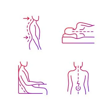 Postural dysfunction gradient linear vector icons set Stock Illustration