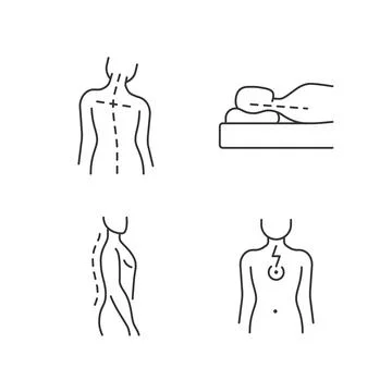Postural dysfunction linear icons set Illustrazione stock