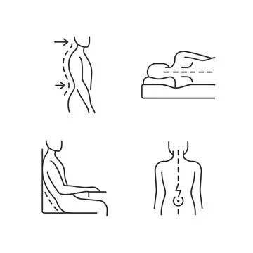 Postural dysfunction linear icons set 스톡 일러스트