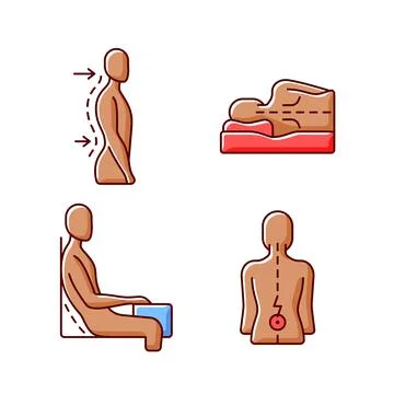 Postural dysfunction RGB color icons set イラスト素材