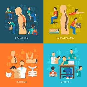Posture 2x2 Design Concept Set Stock Illustration