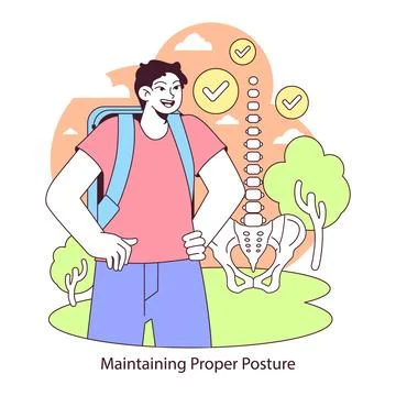 Posture alignment concept. Flat vector illustration. Stock Illustration