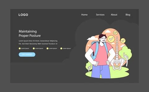 Posture alignment concept. Flat vector illustration. Stock Illustration