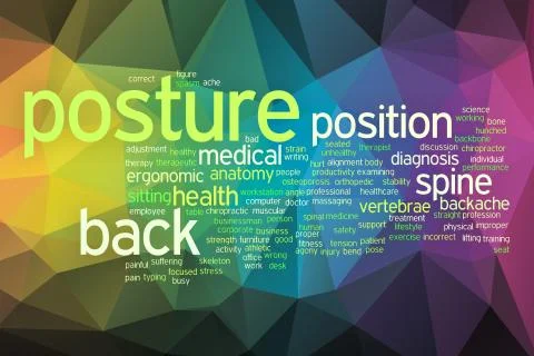 Posture concept word cloud  on a low poly background 스톡 일러스트