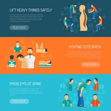 Posture Flat Horizontal Banner Set Stock Illustration