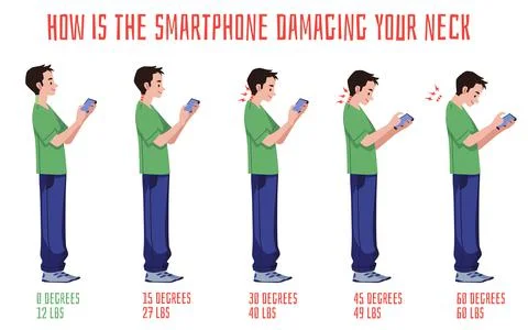 Posture of man when using phone isolated on white, vector illustration 스톡 일러스트