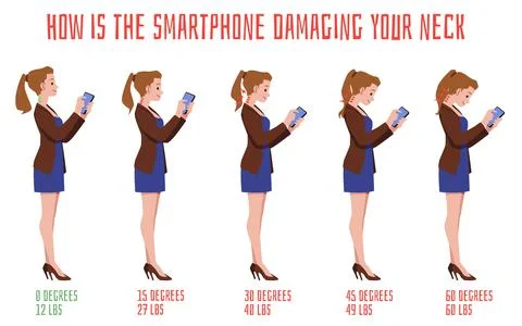 Posture of woman when using phone isolated on white, vector illustration 스톡 일러스트