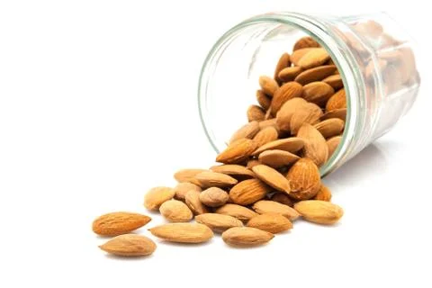 Pot with almonds Stock Photos
