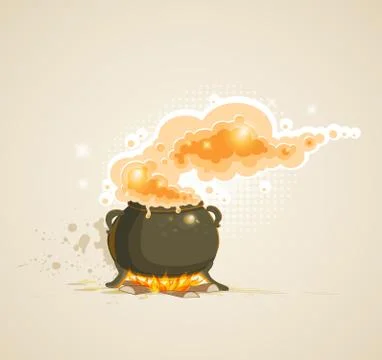 Pot and fire Stock Illustration