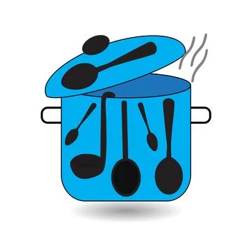 Pot and spoons Stock Illustration